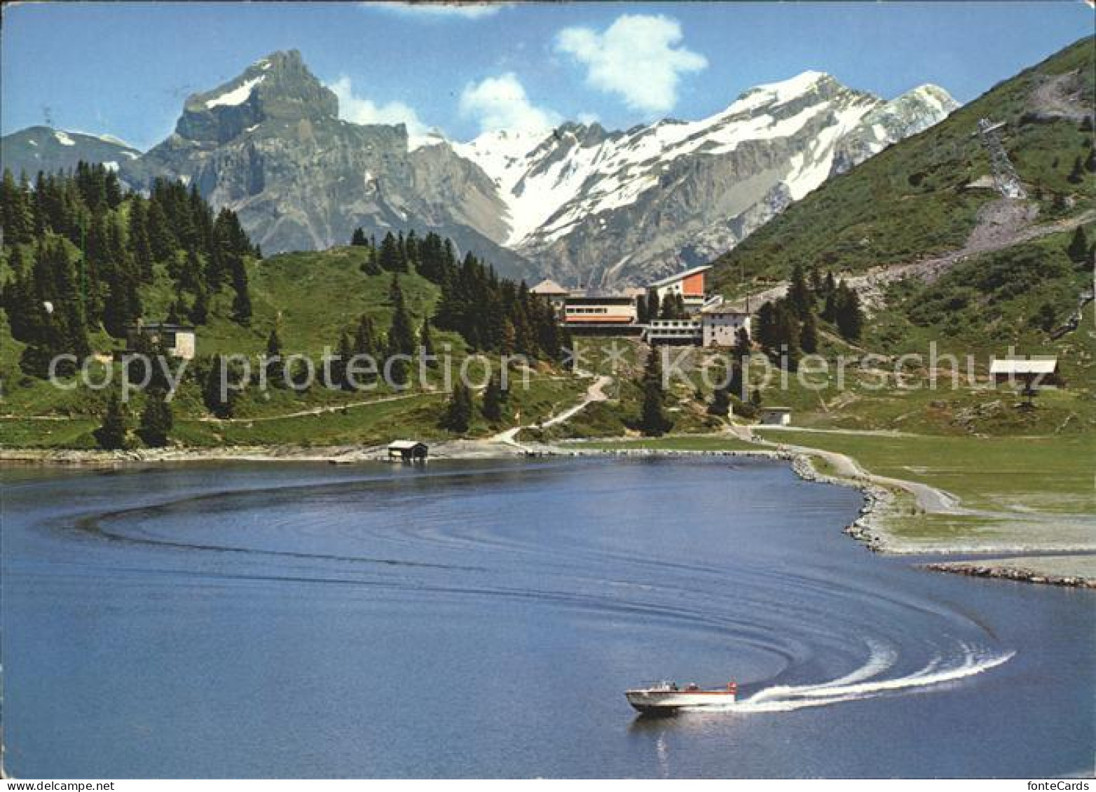 11992946 Engelberg OW Hotel Truebsee Hahnen Motorboot Engelberg - Sonstige & Ohne Zuordnung