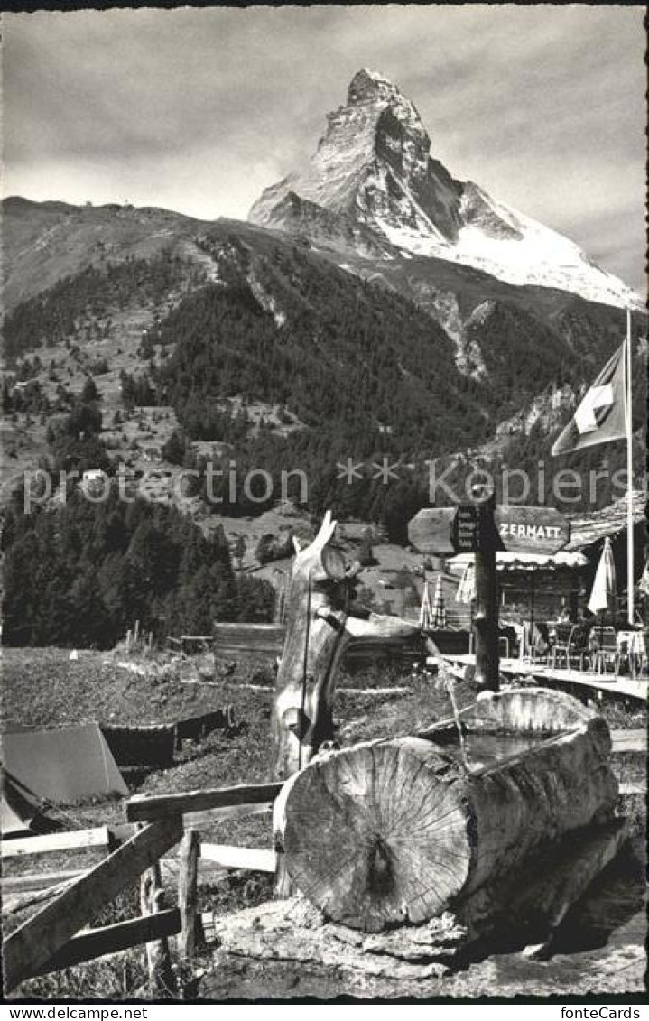 11965196 Zermatt VS Winkelmatten Matterhorn Walliser Alpen Brunnen Flagge  - Sonstige & Ohne Zuordnung