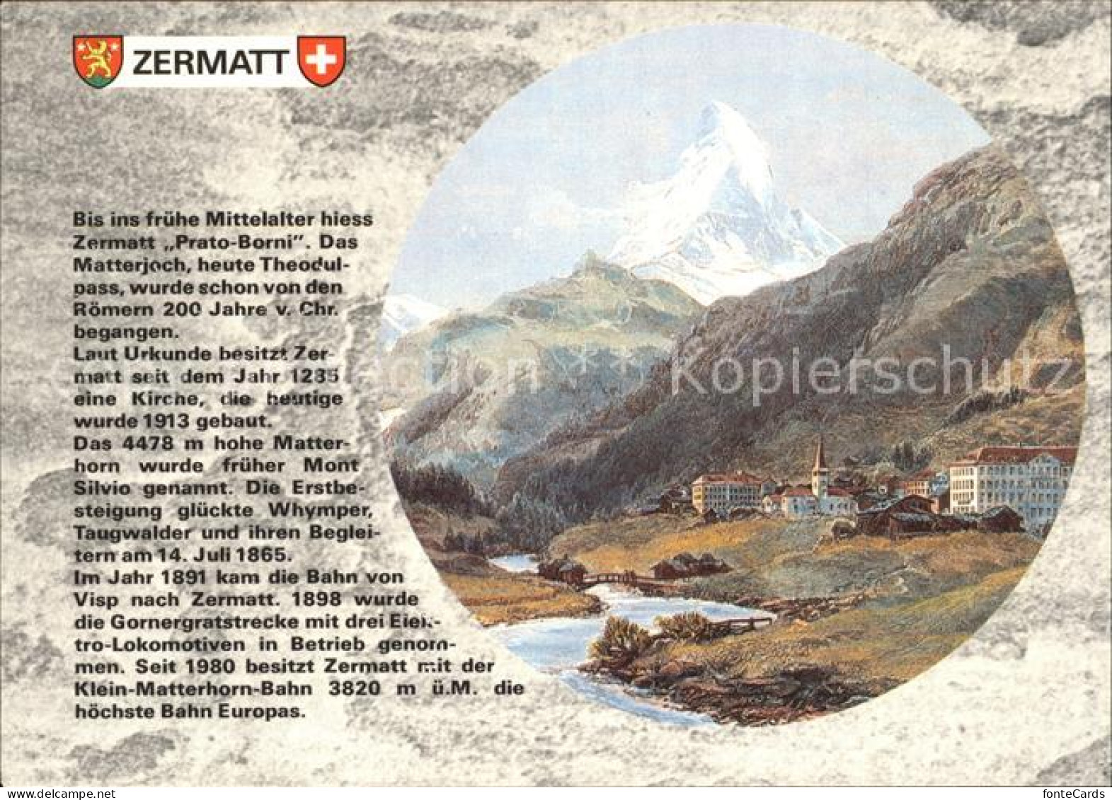 11964946 Zermatt VS Matterhorn, Nach Holzdruck  - Sonstige & Ohne Zuordnung