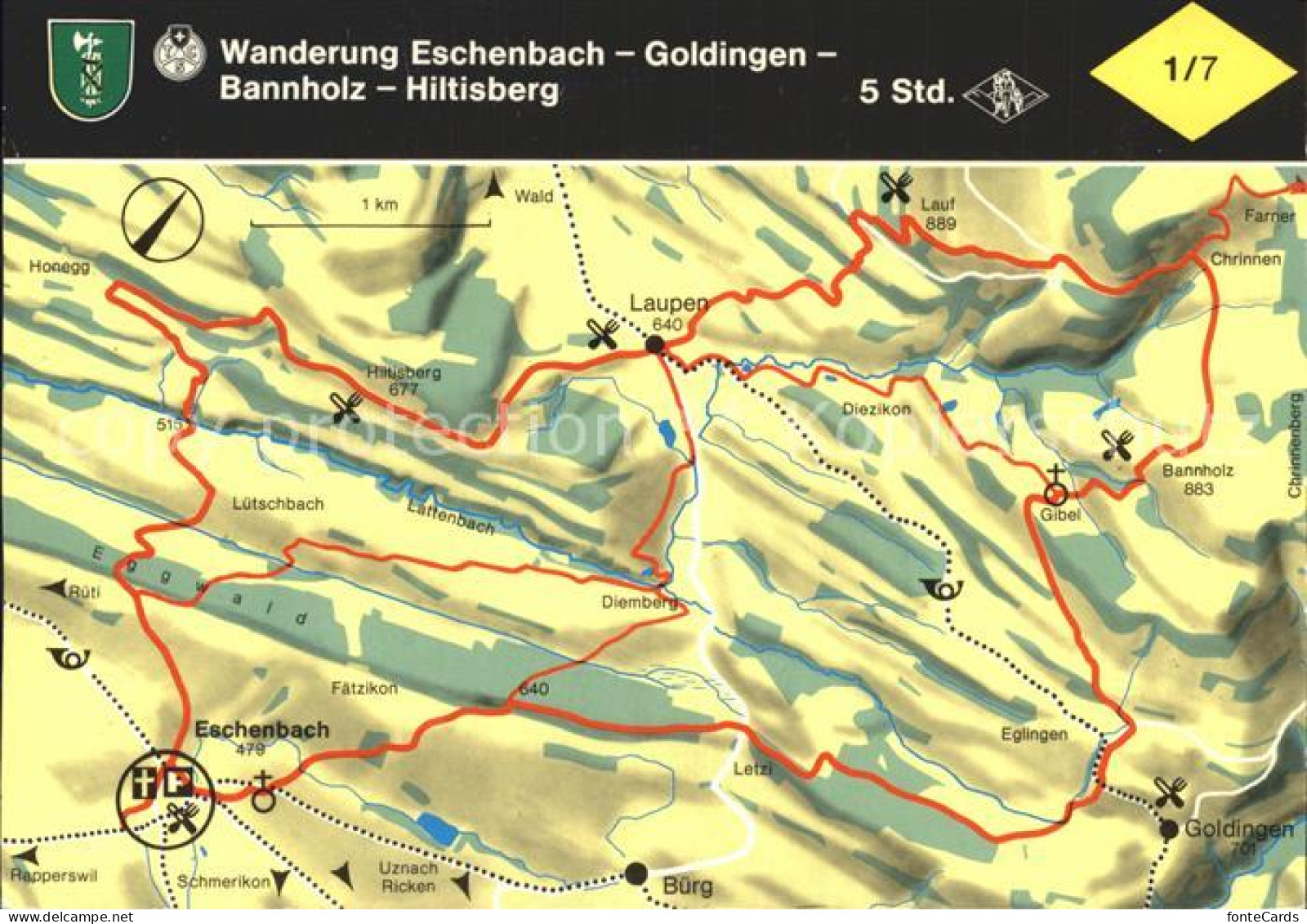 11963716 Eschenbach SG Wander Landkarte Eschenbach Goldingen Bannholz Hiltisberg - Altri & Non Classificati