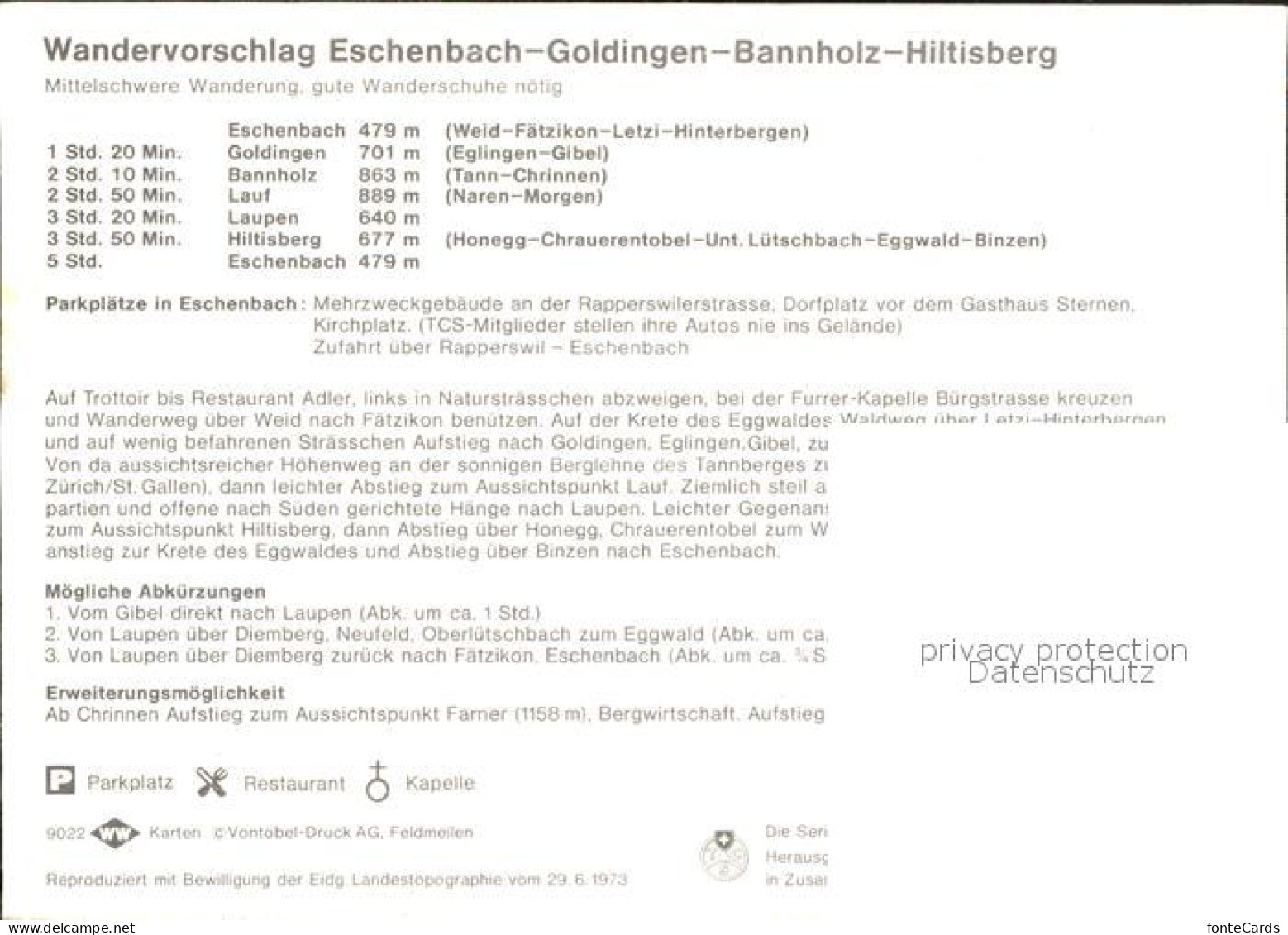 11963716 Eschenbach SG Wander Landkarte Eschenbach Goldingen Bannholz Hiltisberg - Other & Unclassified