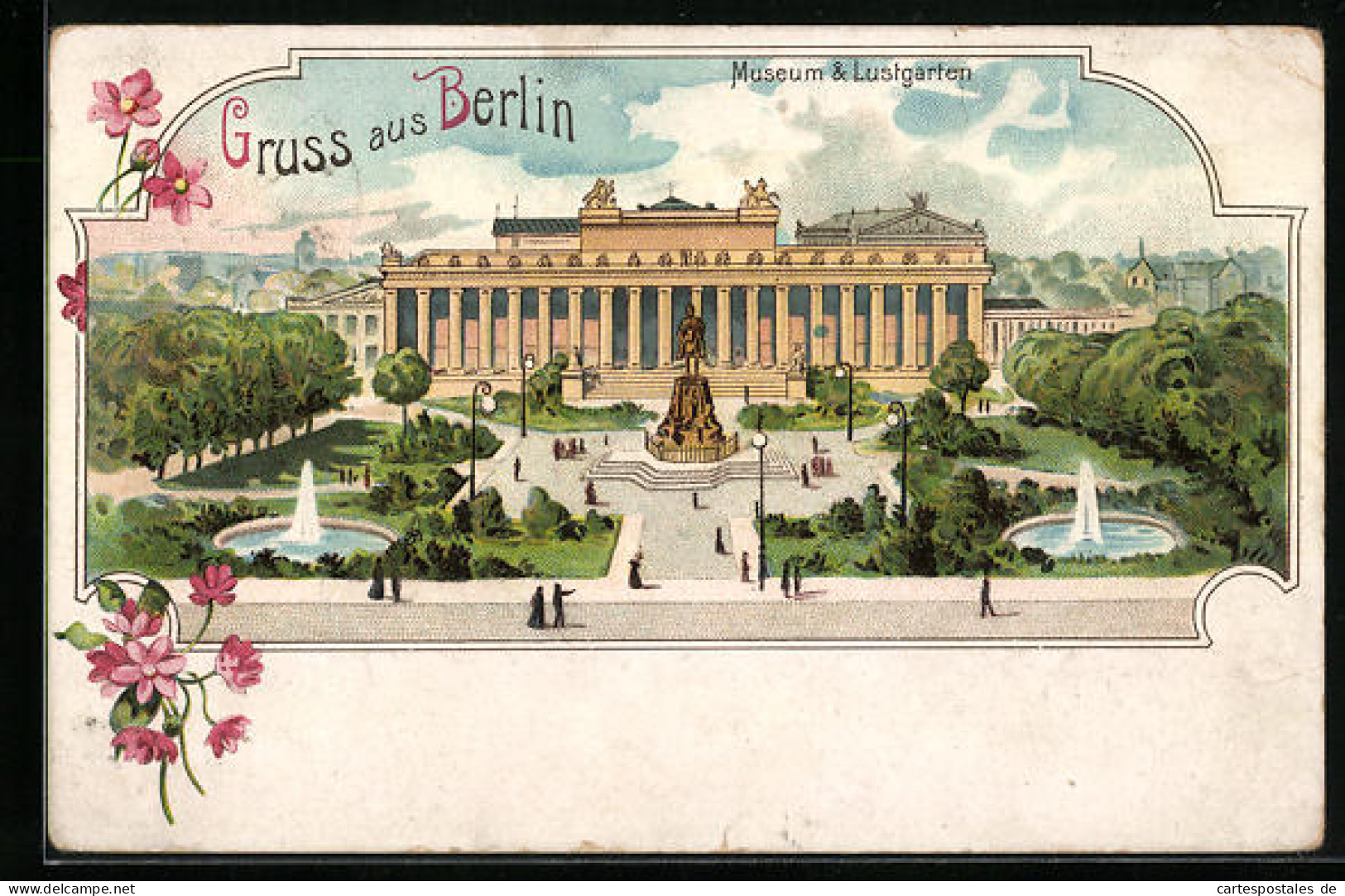 Lithographie Berlin, Lustgarten Mit Museum  - Mitte