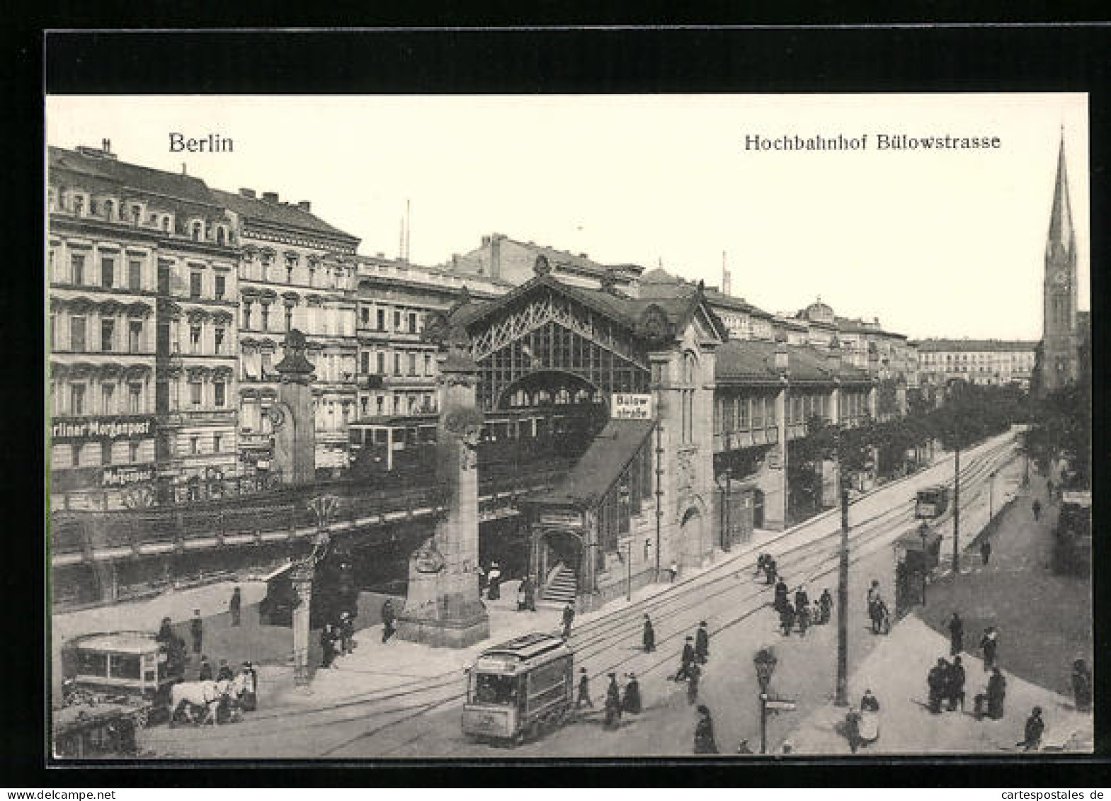 AK Berlin-Schöneberg, Hochbahnhof Bülowstrasse, Strassenbahn  - Subway