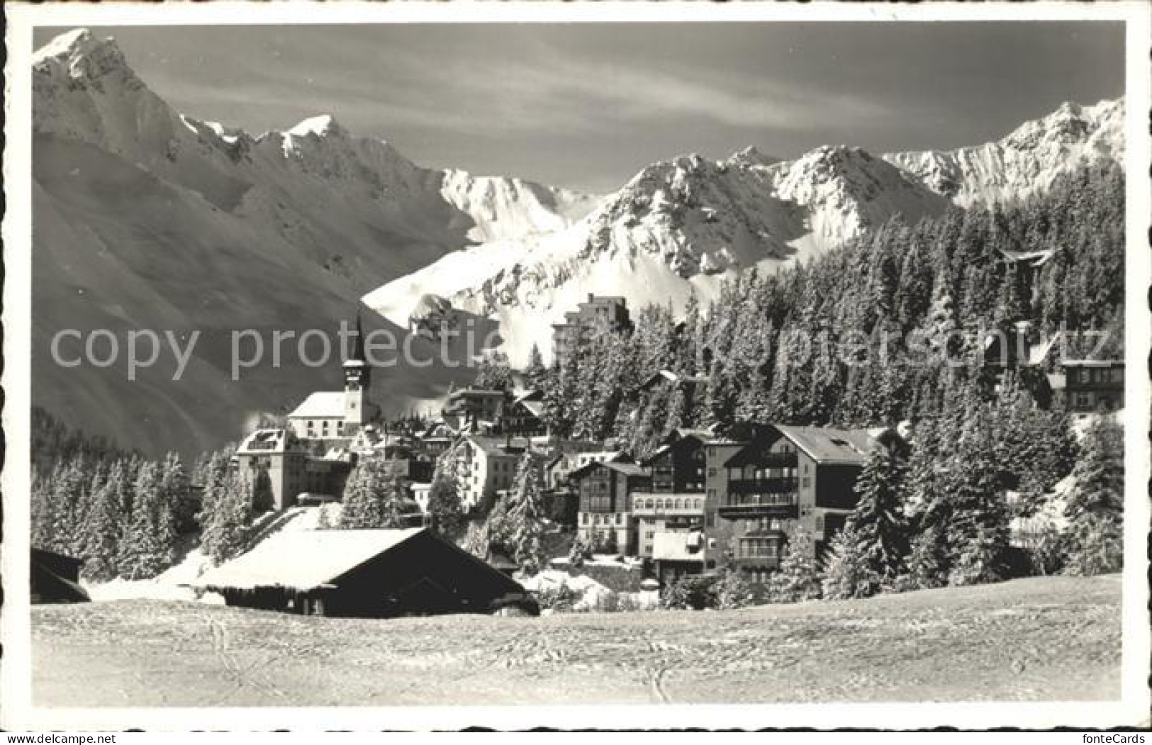 11962406 Arosa GR Ortsansicht Mit Kirche Wintersportplatz Arosa - Autres & Non Classés