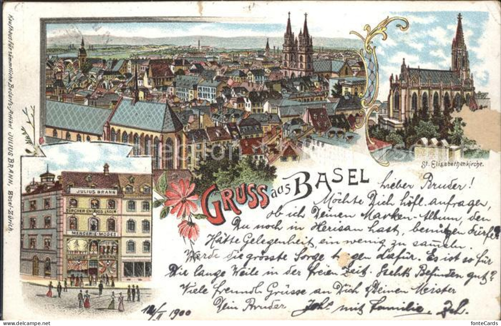 11946106 Basel BS St Elisabethenkirche Julius Brann Litho Basel BS - Sonstige & Ohne Zuordnung