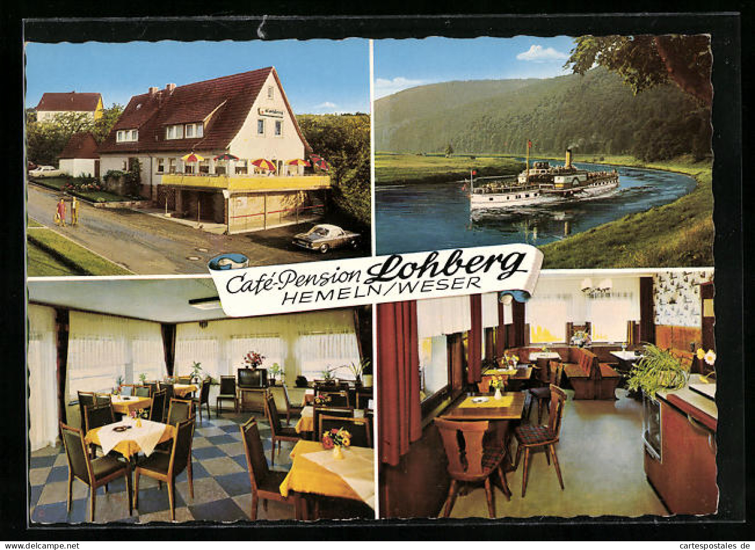 AK Hemeln /Weser, Drei Ansichten Von Cafè-Pension Lohberg Und Dampfer  - Other & Unclassified