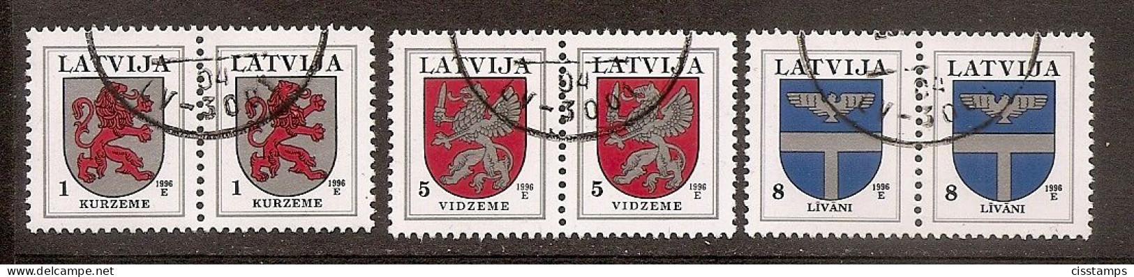 LATVIA 1996●Definitives●Coat Of Arms●Mi 371AII/373AII/399II●2xo CTO - Lettonie