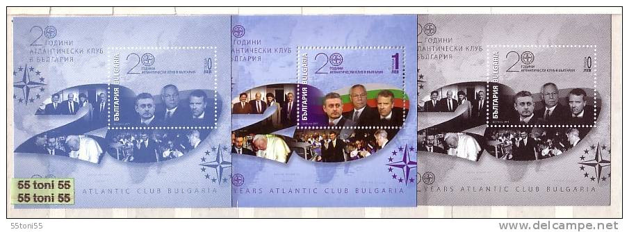 2011 , 20th Ann. Of Atlantic Club  S/S-MNH +  2 Special S/S- Missing Value BULGARIA / BULGARIE - Ongebruikt