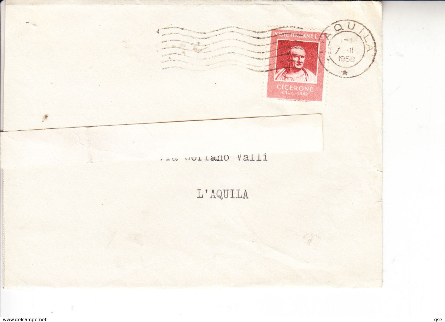 ITALIA  1957 - Lettera   -  CICERONE - Storia - 1946-60: Marcophilie