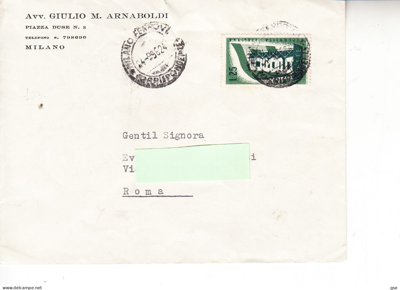 ITALIA  1956 - Lettera   -  EUROPA - 1946-60: Marcofilia