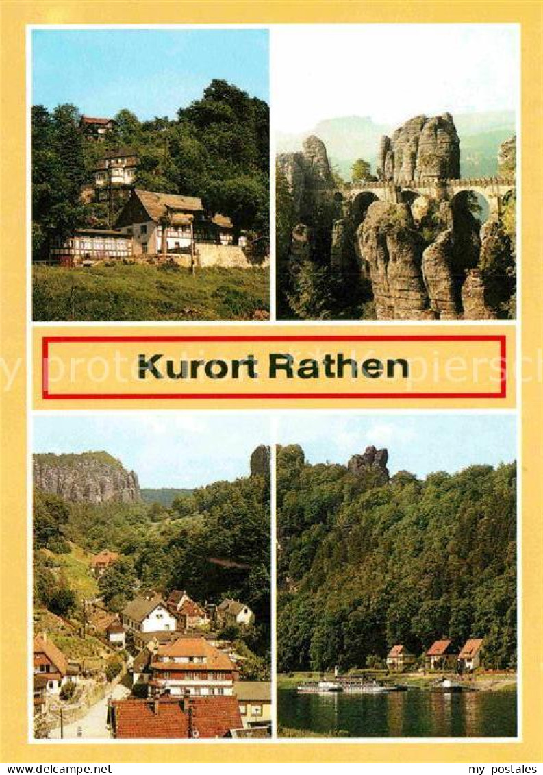 72913620 Rathen Saechsische Schweiz Krottesteig Basteibruecke Moench Rathen Sach - Rathen