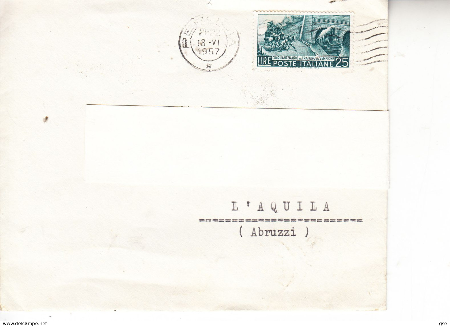 ITALIA  1957 - Lettera   -Traforo Del Sempione - 1946-60: Marcophilia