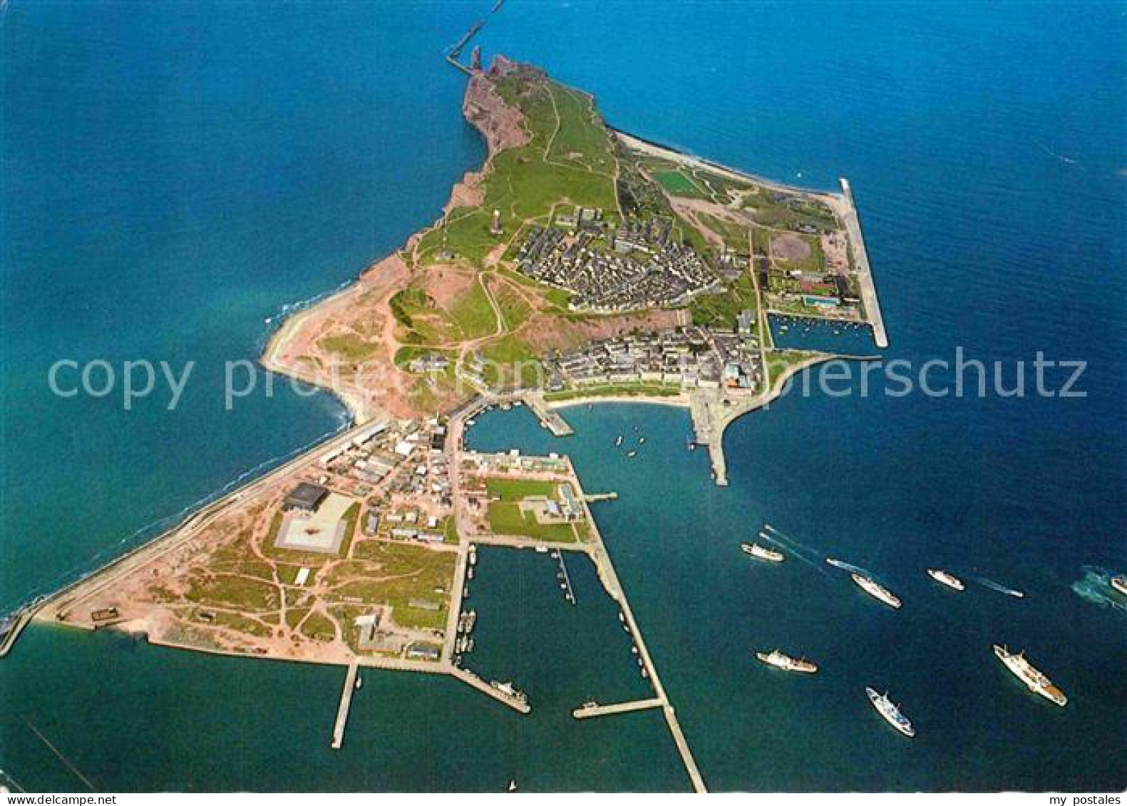 72913538 Helgoland Hafen Reede Mit Seebaederschiffen Nordseeinsel Fliegeraufnahm - Helgoland