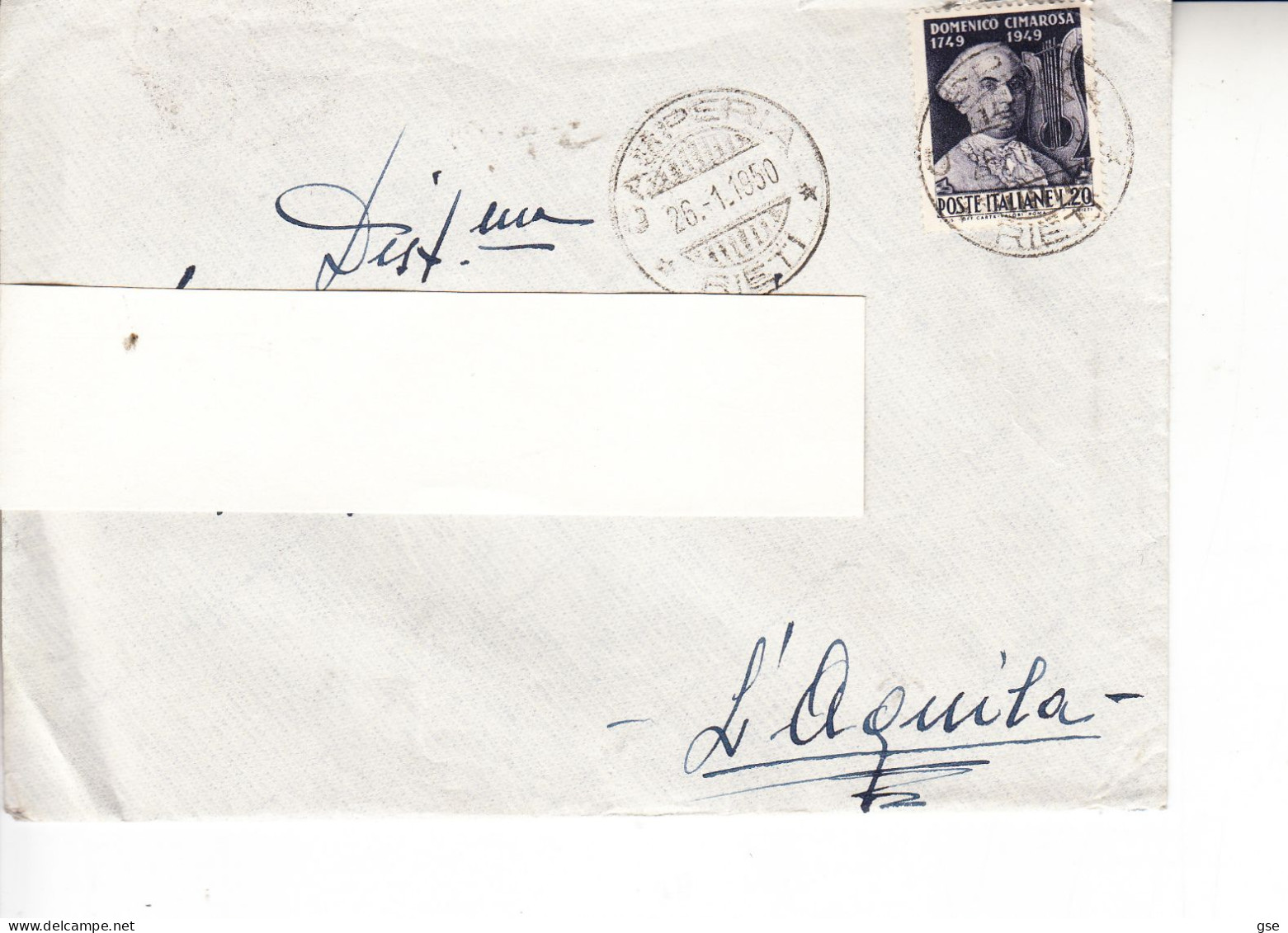 ITALIA  1950 - Lettera   -Domenico Cimarosa  - Musica - 1946-60: Poststempel