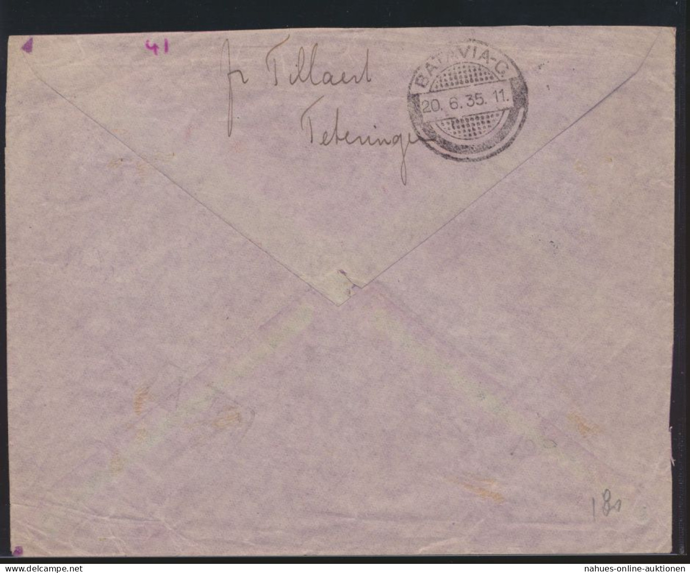 Flugpost Air Mail Niederlande Dekorativer Brief Amsterdam Batavia Ostindien - Airplanes