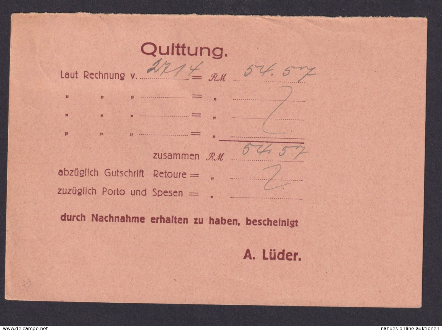 Briefmarken Perfin Lochung Deutsches Reich Brief Nachnahme Hindenburg Perfin - Cartas & Documentos