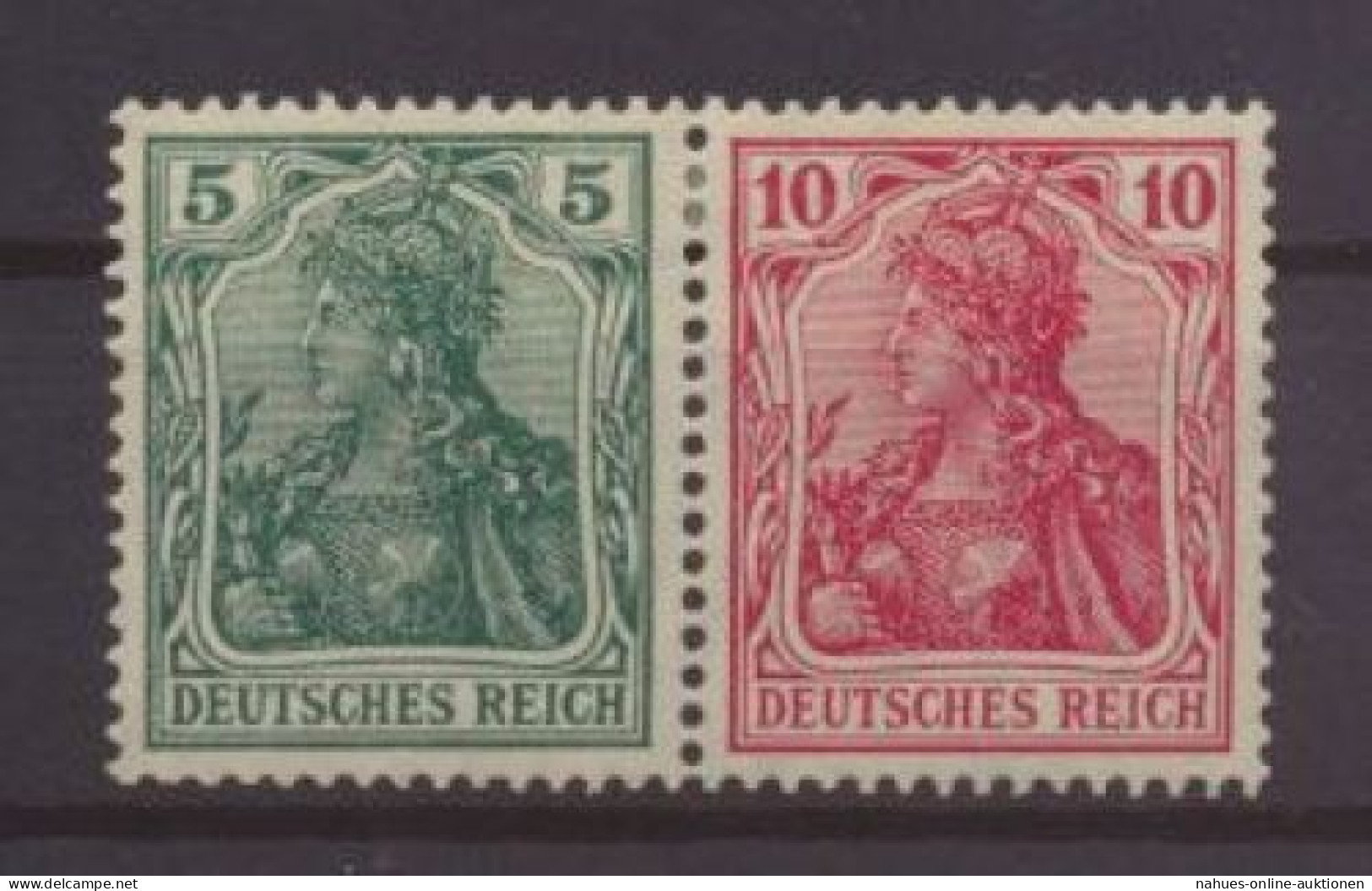 Deutsches Reich Zusammendruck Germania W 7 II Luxus Ungebraucht - Se-Tenant