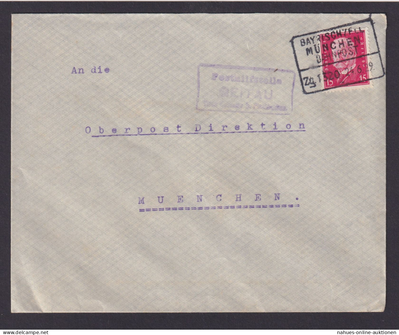 Bahnpost Bayern Posthilfstelle Geitau Deutsches Reich Bayrischzell München Zug - Storia Postale