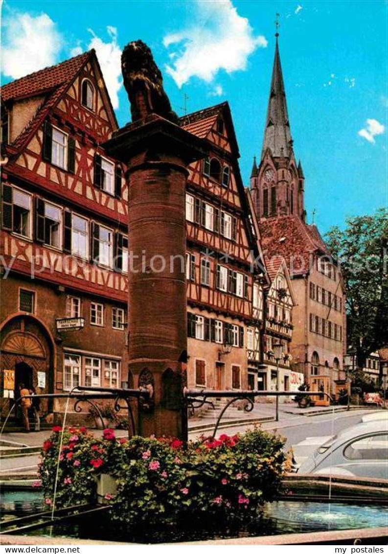 72913483 Calw Brunnen Marktplatz Stadtkirche Fachwerkhaeuser Calw - Calw