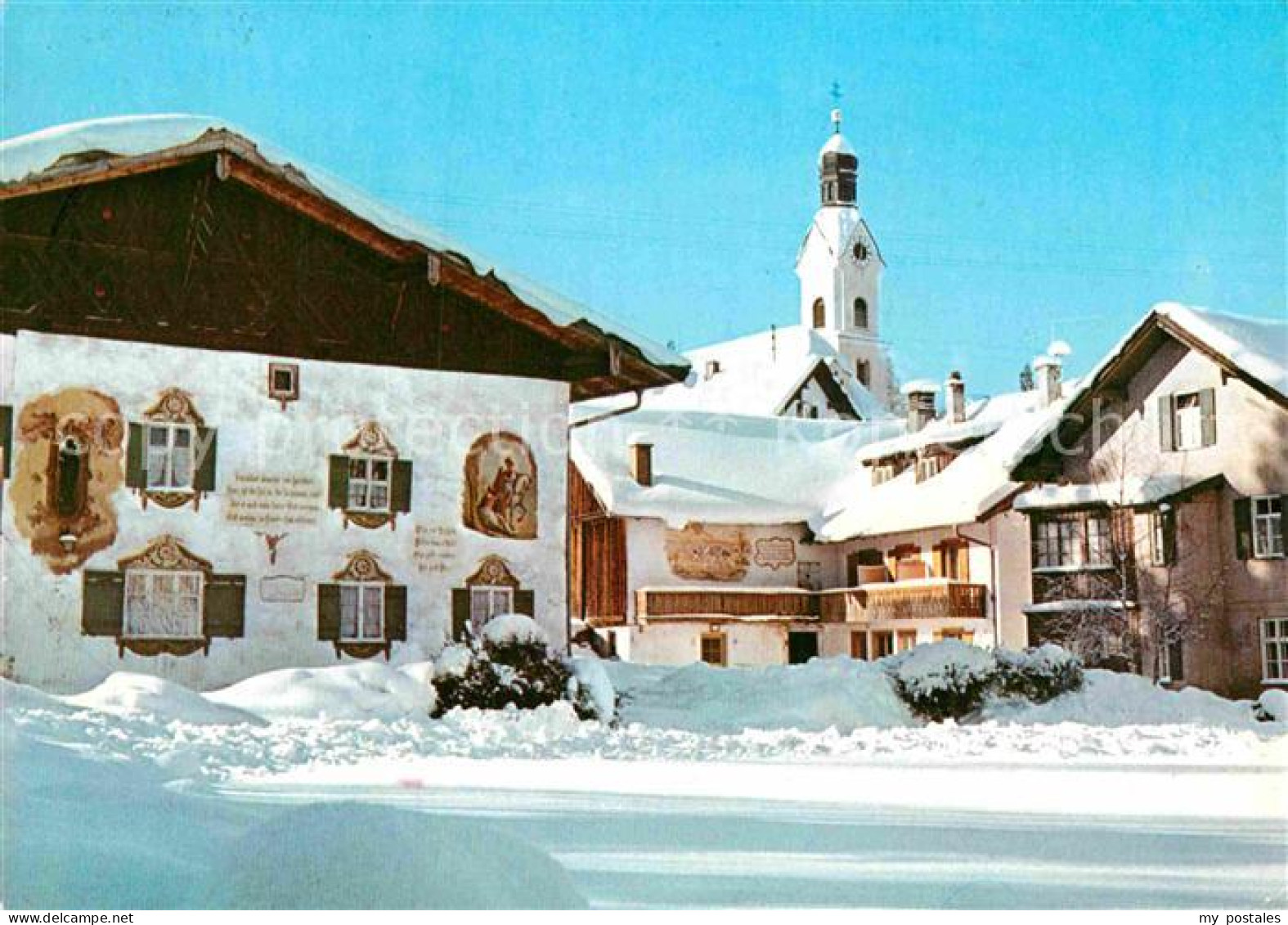 72912398 Bad Kohlgrub Ortsmotiv Mit Kirche Im Winter Bad Kohlgrub - Other & Unclassified