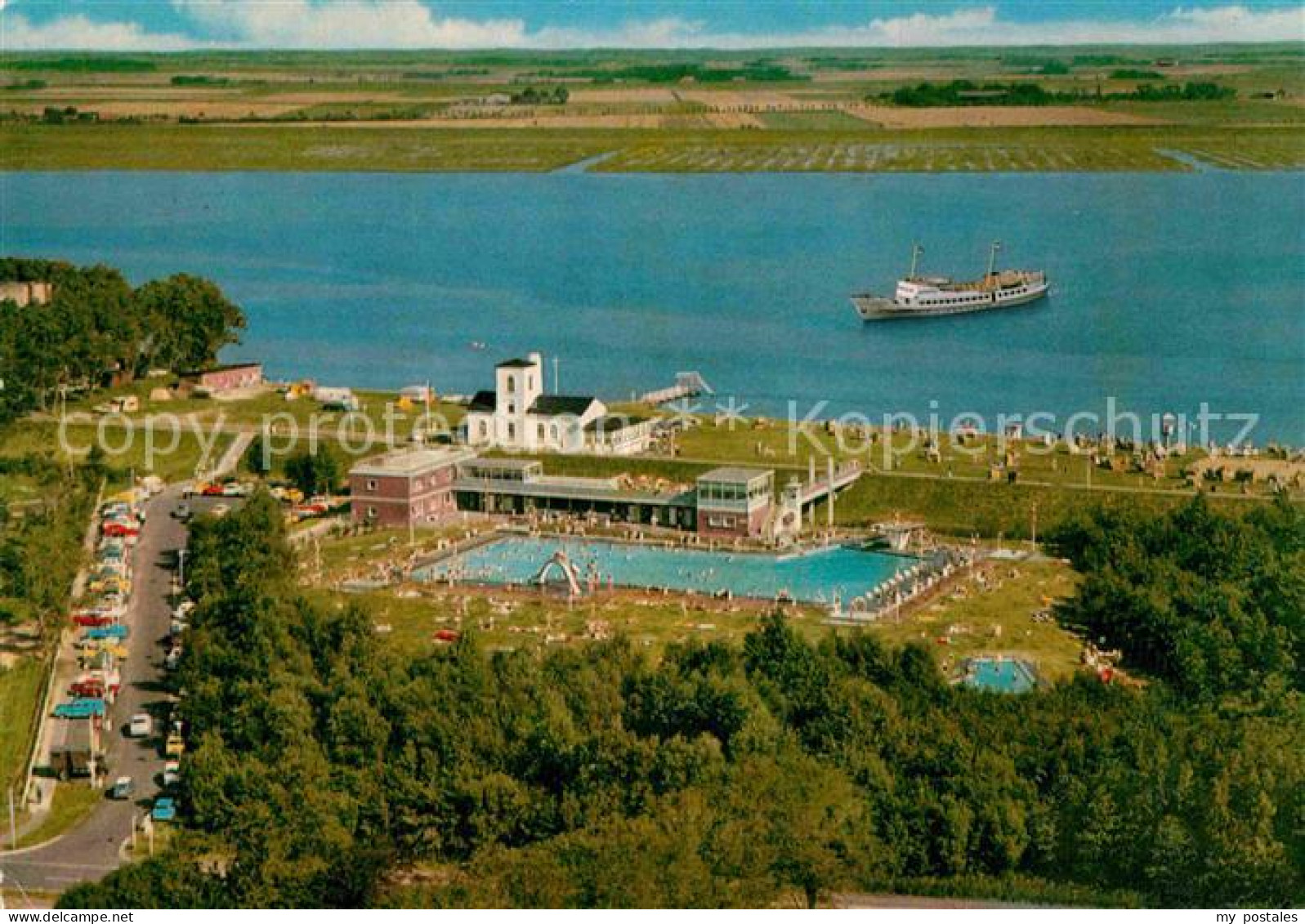 72912226 Toenning Nordseebad Fliegeraufnahme Mit Freibad Strand  Toenning - Autres & Non Classés