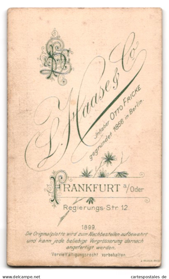 Fotografie L. Haase & Co., Frankfurt A. O., Regierungs-Str. 12, Junger Bürgerlicher In Eleganter Kleidung  - Anonymous Persons