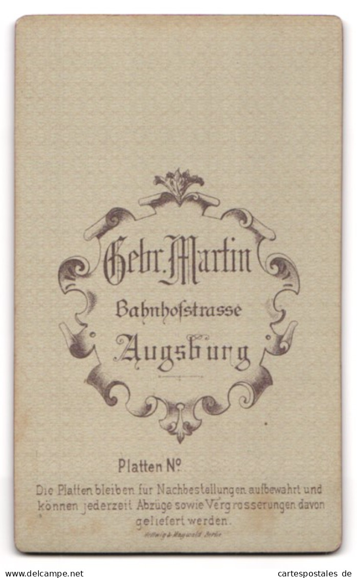 Fotografie Gebr. Martin, Augsburg, Bahnhofstrasse, Eleganter Bürgerlicher Mit Imposantem Schnurrbart  - Anonyme Personen