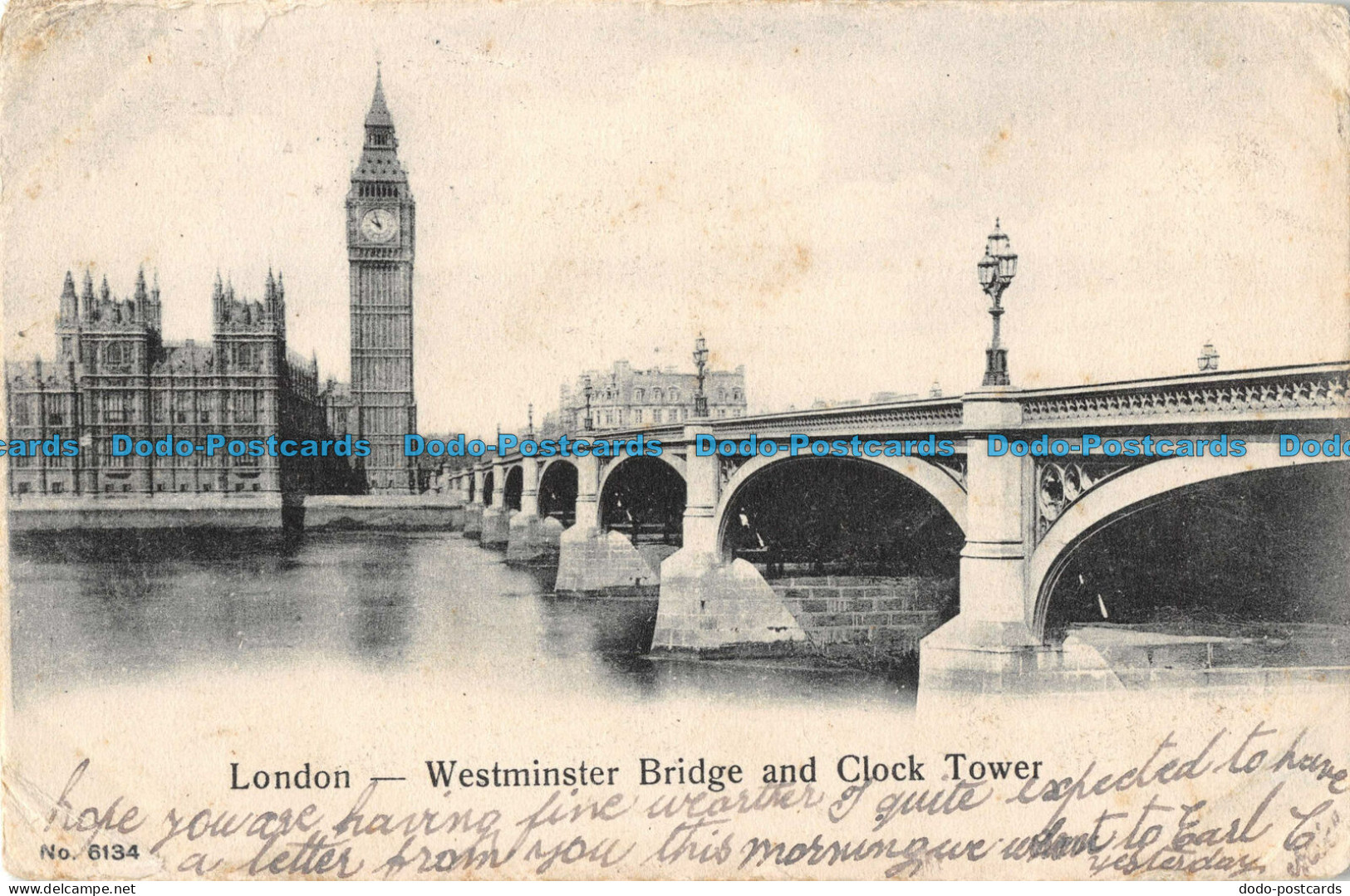 R092202 London. Westminster Bridge And Clock Tower. No 6134. 1903 - Otros & Sin Clasificación