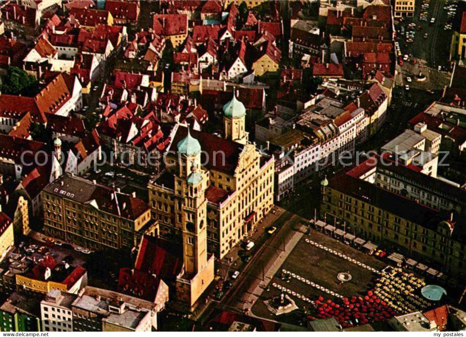 72910842 Augsburg Blick Auf Rathaus Und Perlachturm Fliegeraufnahme Augsburg - Augsburg