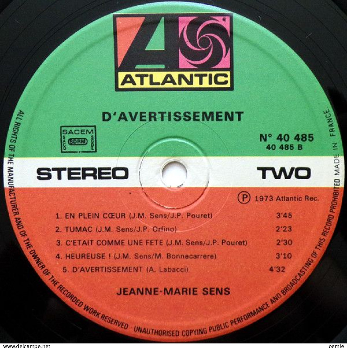 JEANNE MARIE SENS  D'AVERTISSEMENT - Other - French Music