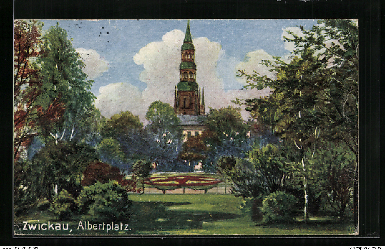 AK Zwickau, Albertplatz Mit Gebäudeansicht  - Zwickau