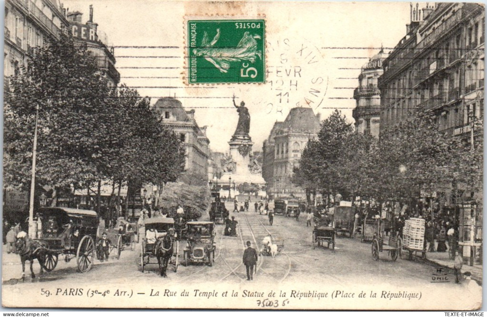 75003 PARIS - La Rue Du Temple & Statue De La Republique  - Distrito: 03