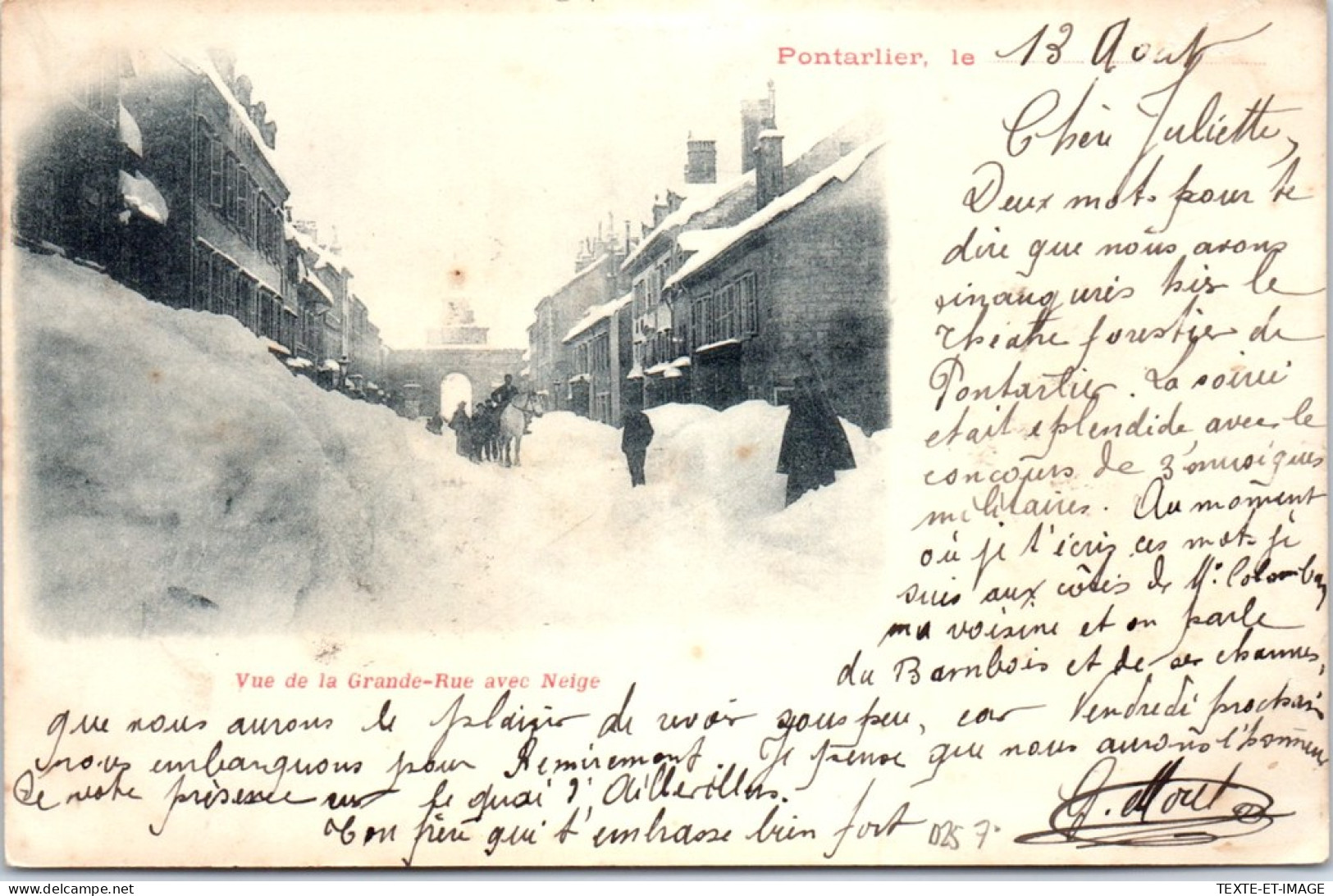 25 PONTARLIER - La Grande Rue Avec La Neige  - Pontarlier