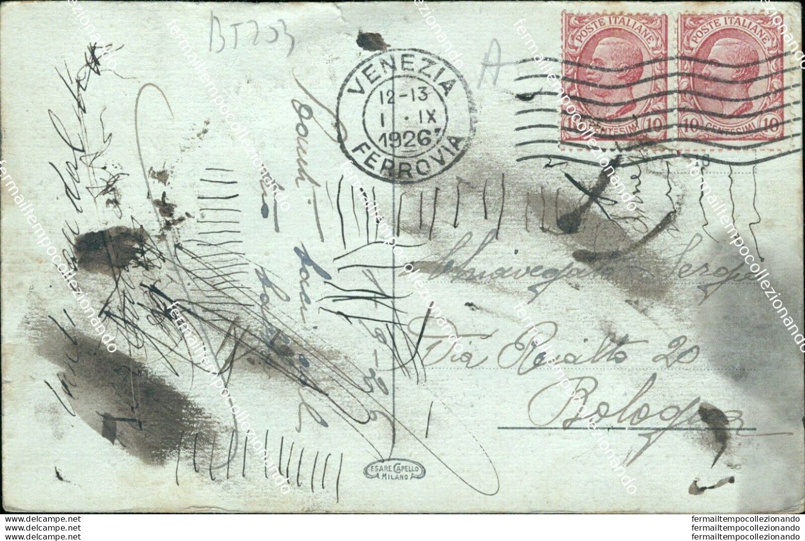 Bt203 Cartolina Venezia Citta'  Rivo Degli Schiavoni  1926 Veneto - Venezia (Venedig)