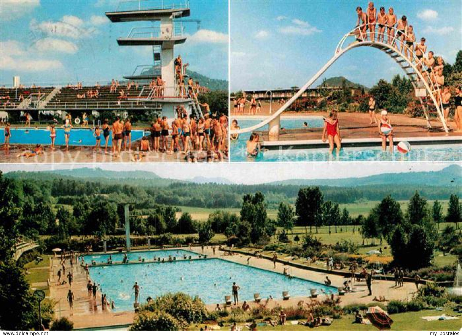 72907066 Reutlingen BW Freibad Markwasen Sprungturm Rutschbahn  - Reutlingen