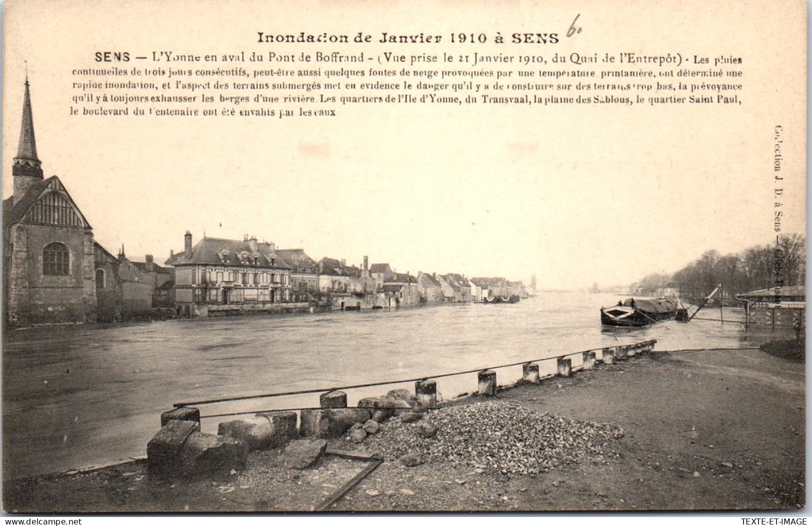 89 SENS - Crue De 1910, Les Bords De L'yonne Pont Boffrand - Sens