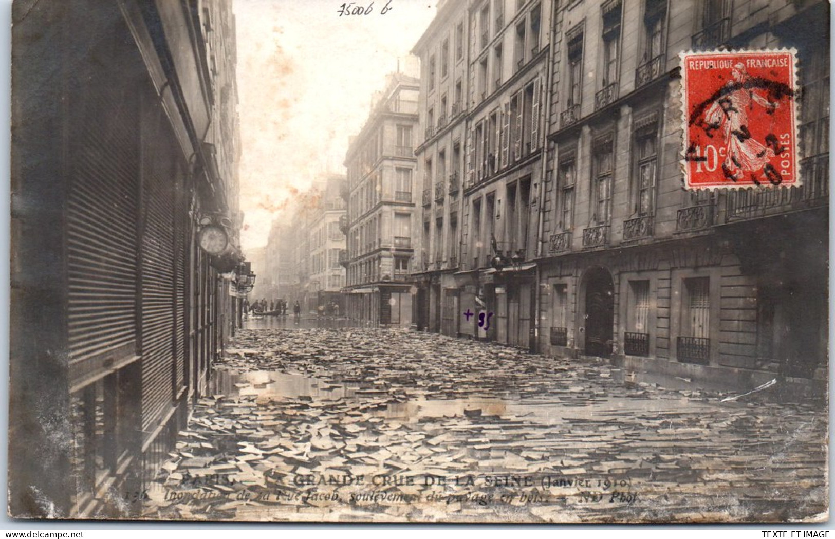 75005 PARIS - Crue De 1910 - Perspective De La Rue Jacob - Arrondissement: 05
