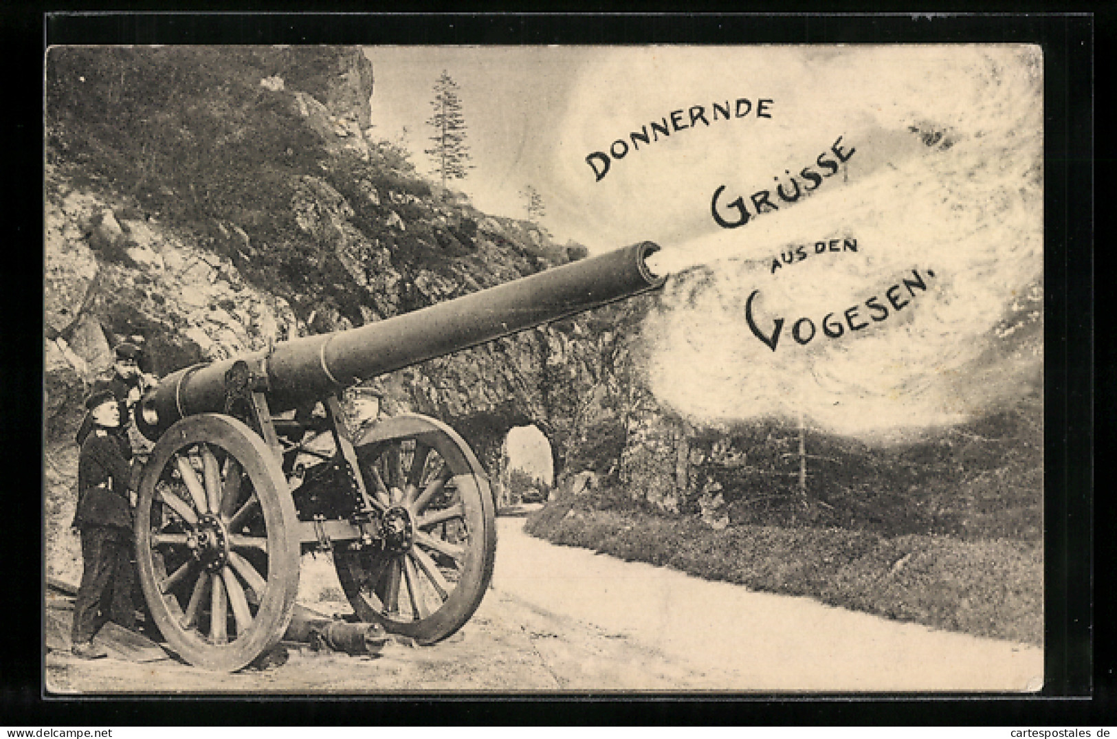 AK Soldaten Der Artillerie Mit Kanone  - Oorlog 1914-18