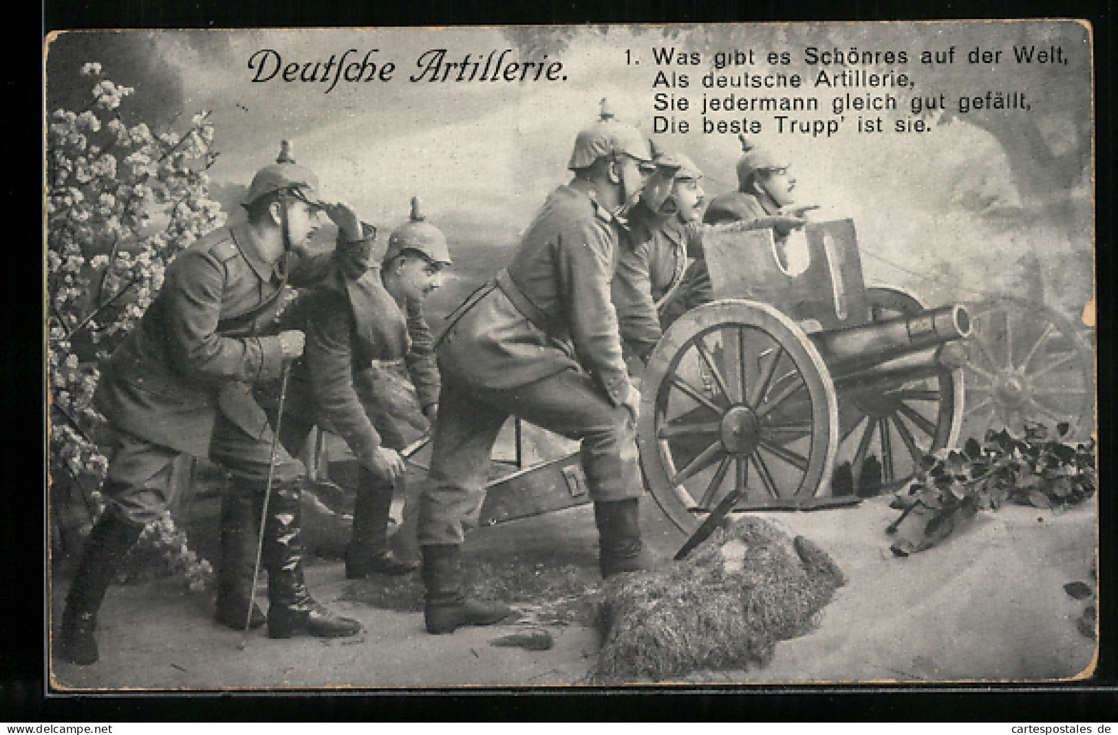 AK Deutsche Artillerie, Soldaten Mit Geschütz  - Guerre 1914-18