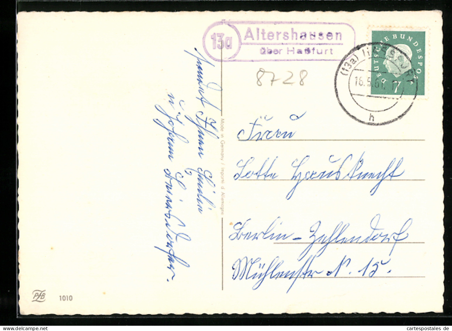 AK Landpoststempel Altershausen über Hassfurt  - Other & Unclassified