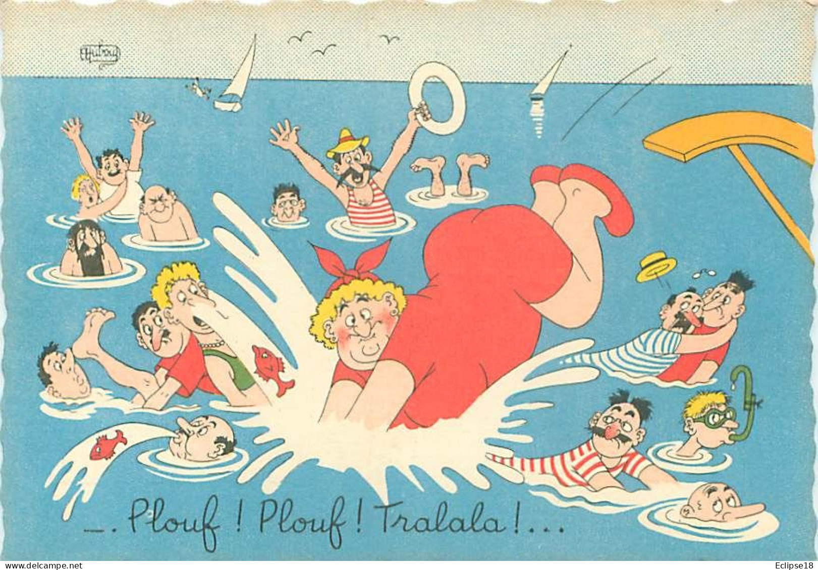 Illustrateur Dubout - Humour  Femme Scene De Plage  Y 114 - Dubout