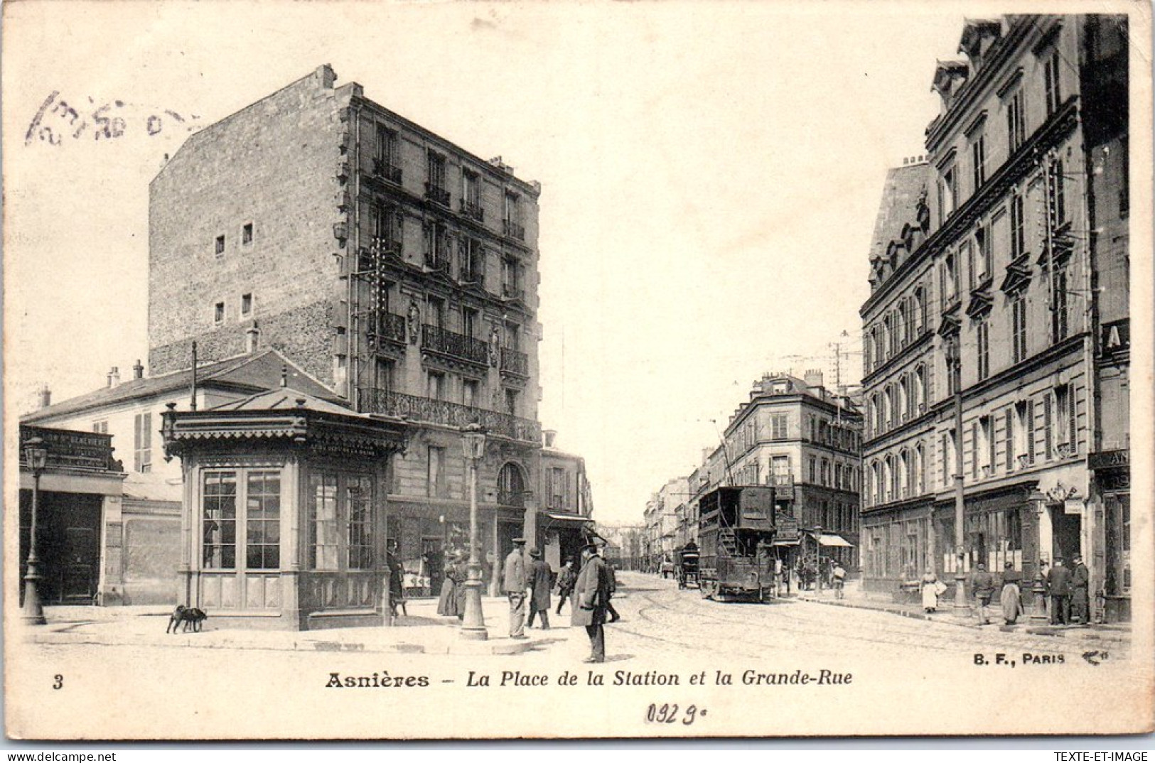92 ASNIERES - La Place De Station & La Grande Rue. - Asnieres Sur Seine