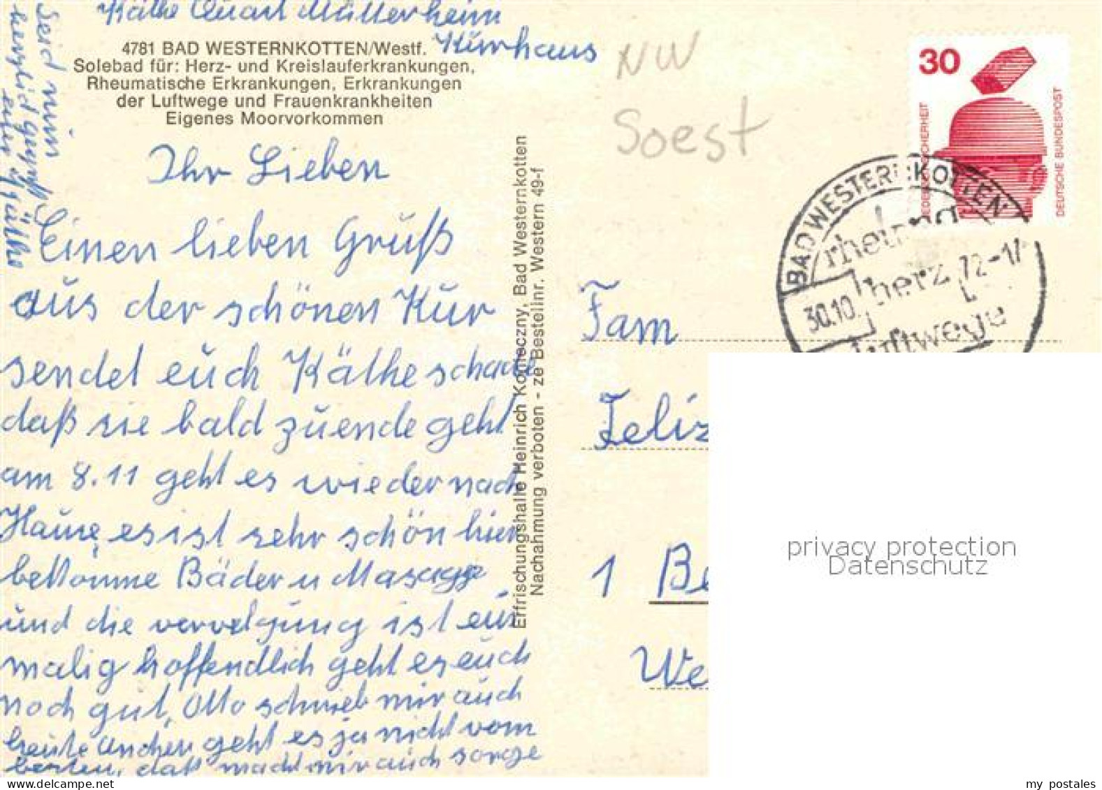 72905903 Bad Westernkotten Saline Pension Schaefer Kurmittelhaus Kurhaus Ehrenma - Other & Unclassified