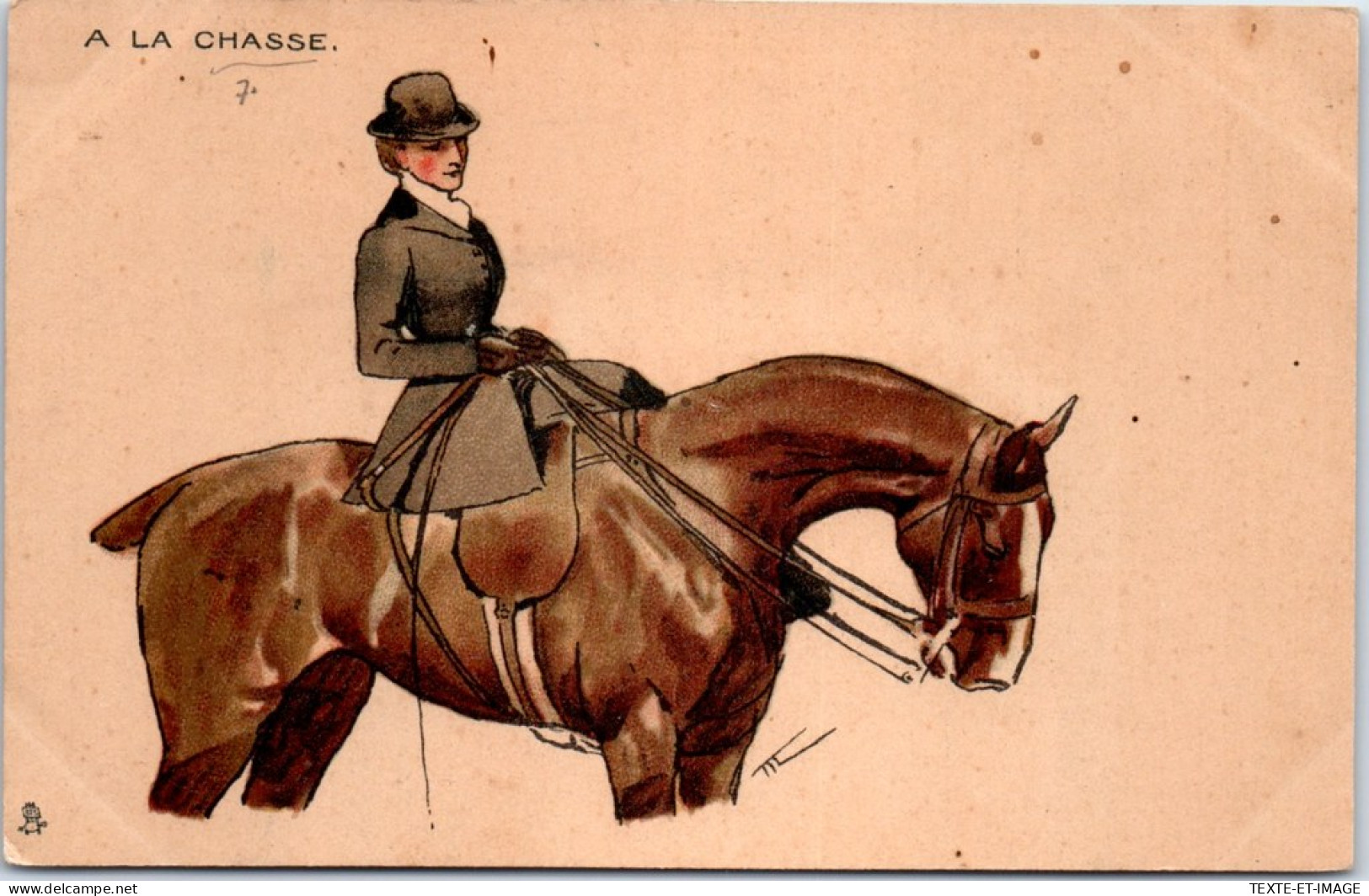 THEMES - CHASSE - Femme Sur Son Cheval (chasse A Courre) - Jacht