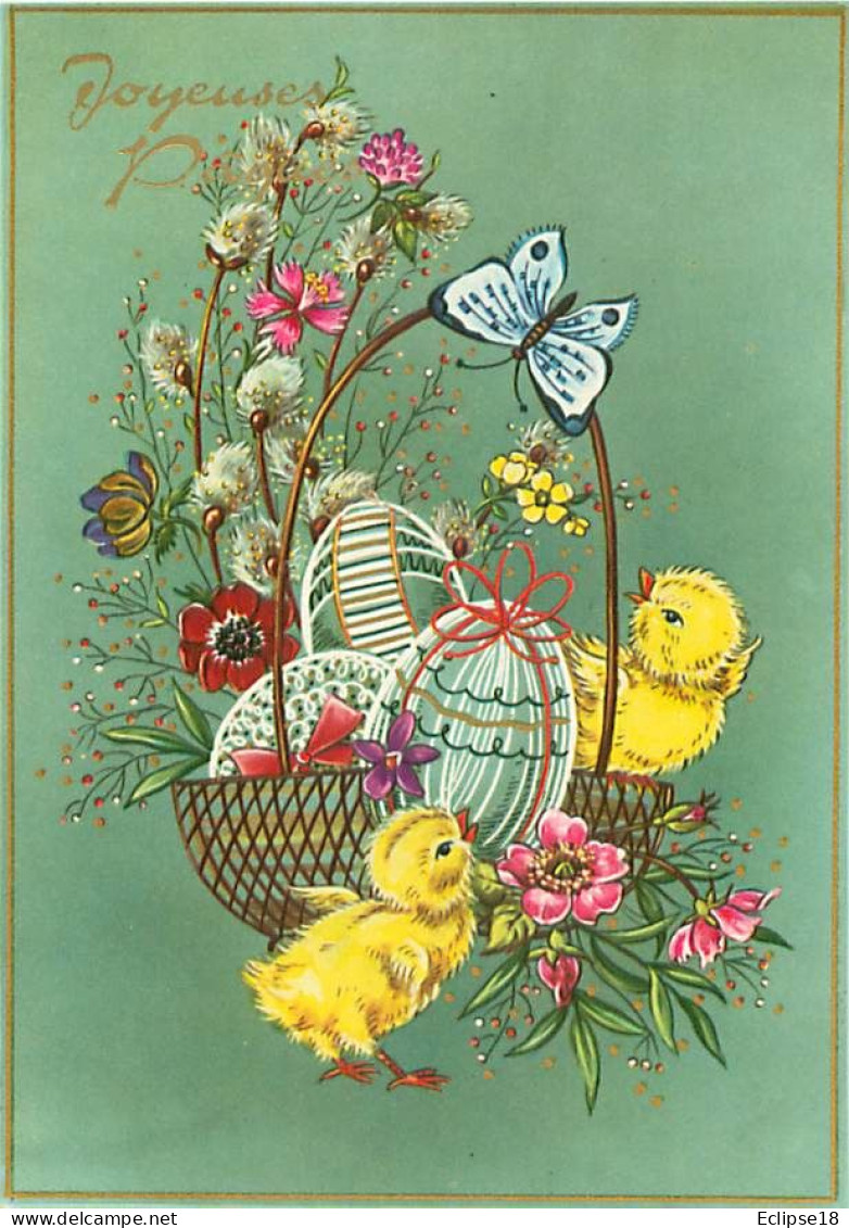 Joyeuses Paques -  Poussins Oeufs Papillons   Y 1581 - Easter