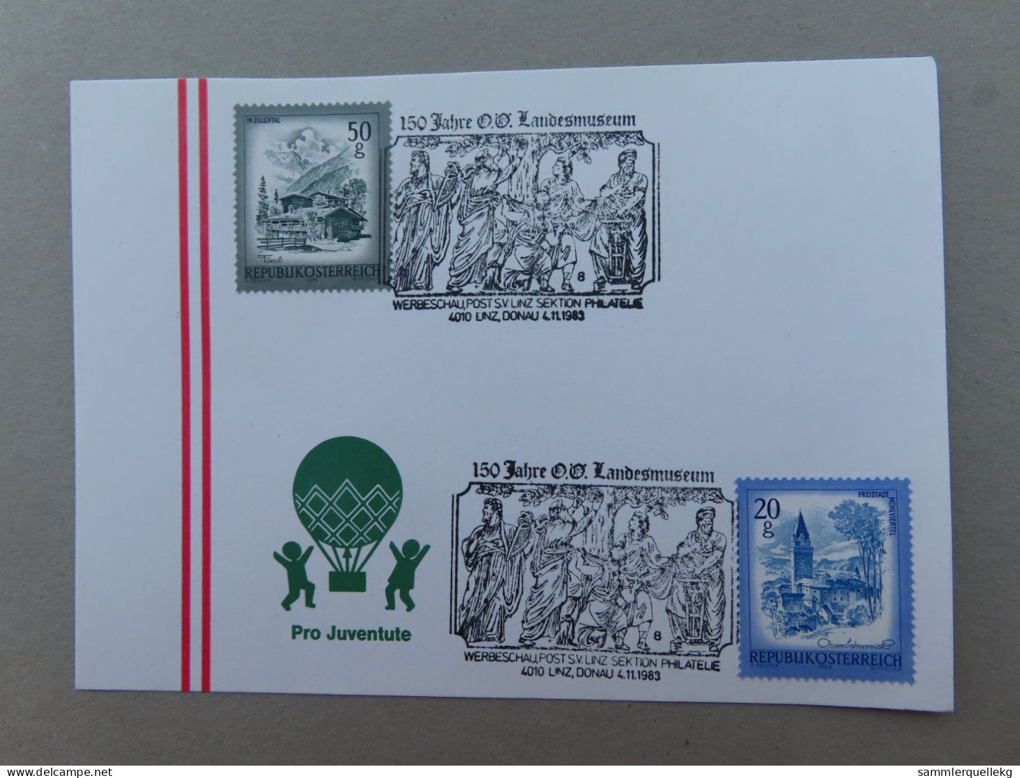 Österreich Pro Juventute - Mit Sonderstempel 4. 11. 1983 Linz An Der Domau, 150 Jahre OÖ Landesmuseum (Nr.1527) - Otros & Sin Clasificación