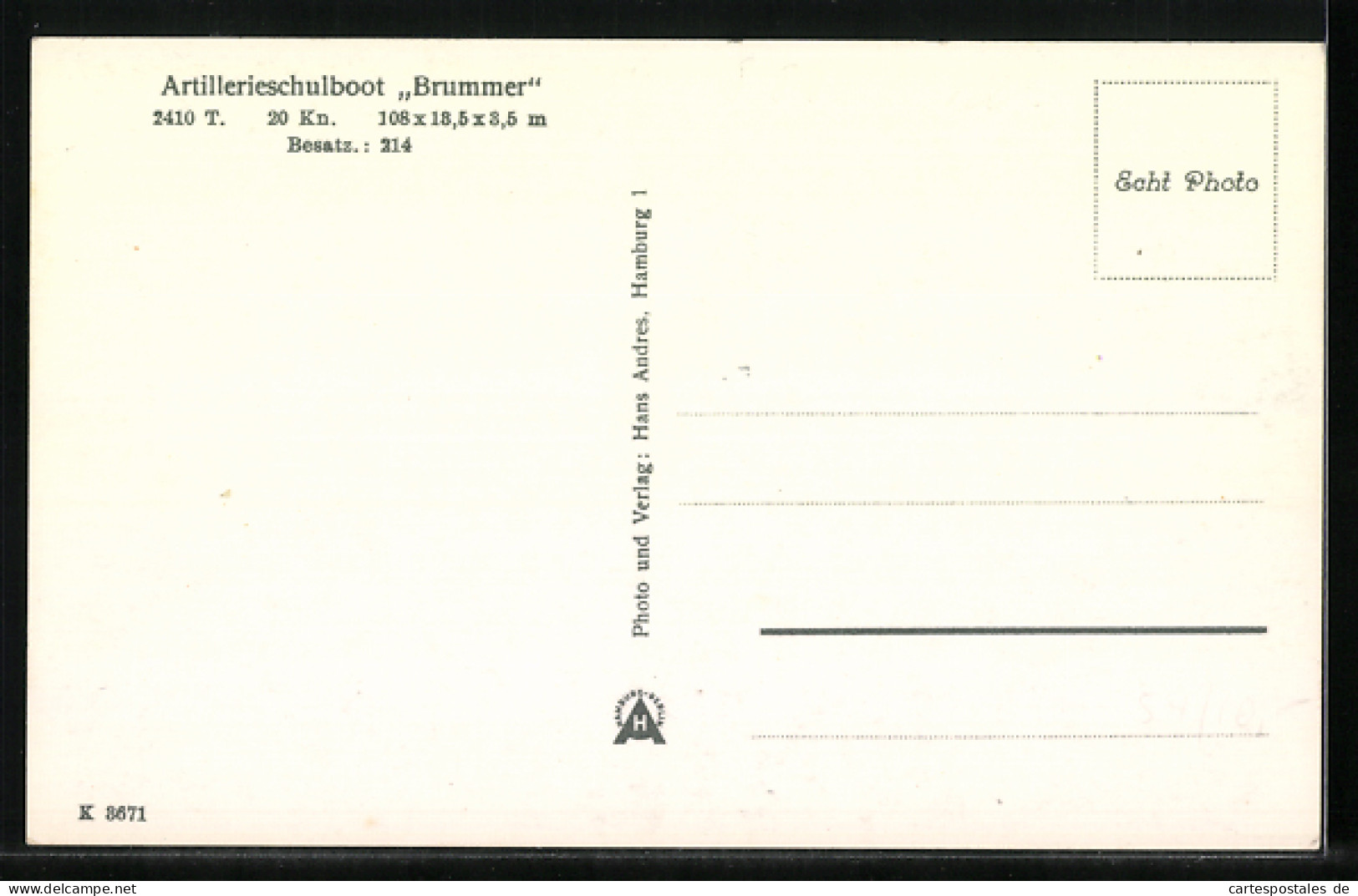 AK Artillerieschulboot Brummer, Kriegsmarine  - Warships