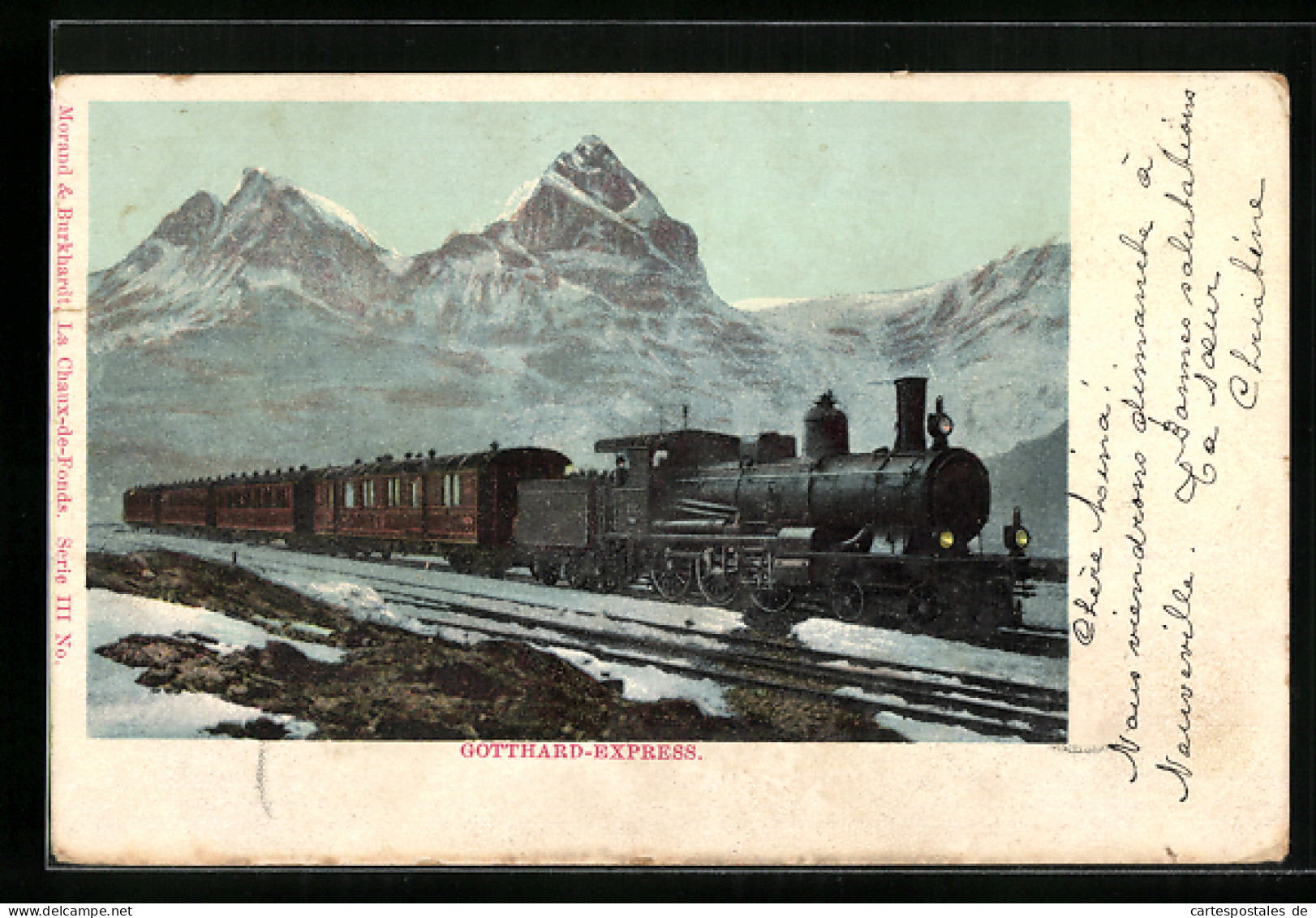 AK Expresszug Der Schweizer Gotthardbahn In Den Alpen  - Eisenbahnen