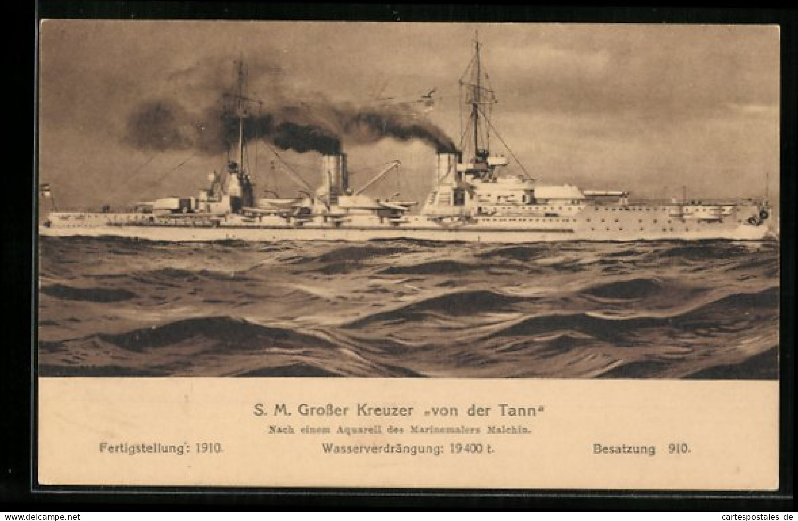 Künstler-AK SM Grosser Kreuzer Von Der Tann  - Warships