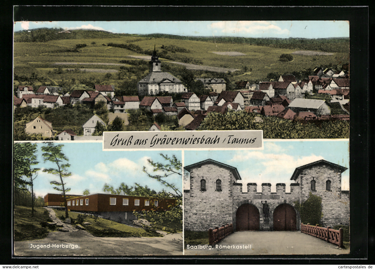 AK Grävenwiesbach /Taunus, Jugend-Herberge, Römerkastell Saalburg, Teilansicht  - Taunus